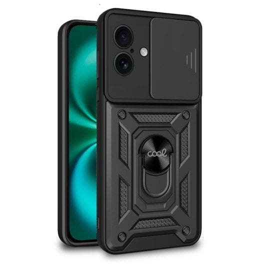 Cool Hard Ring Capa Preta para iPhone 16 Plus