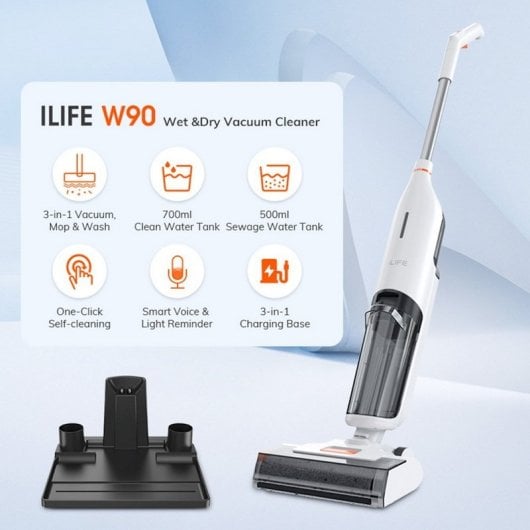 iLife W90 Aspirador Escoba en Seco Y Húmedo Inalámbrica 3 en 1 150W Blanco