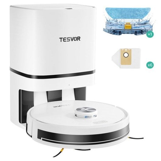 Tesvor S7 Pro AES Robot Aspirador 2 en 1 con Estación de Vaciado Automático 6000Pa Blanco