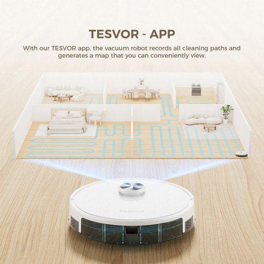 Tesvor S7 Pro AES Robot Aspirador 2 en 1 con Estación de Vaciado Automático 6000Pa Blanco
