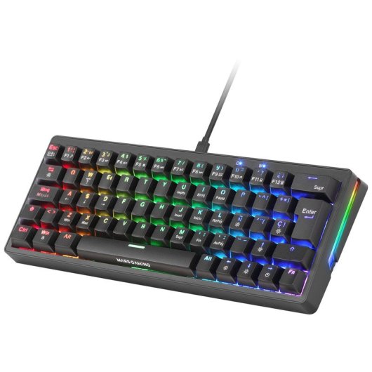 Mars Gaming MKMINIPRO Teclado Mecánico RGB 60% Switch Azul Negro Francés