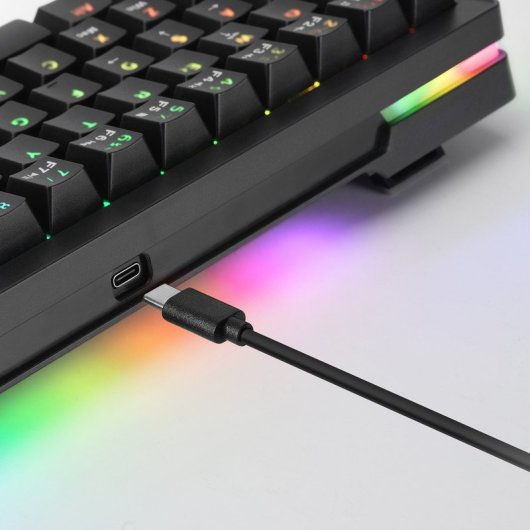 Mars Gaming MKMINIPRO Teclado Mecánico RGB 60% Switch Azul Negro Francés