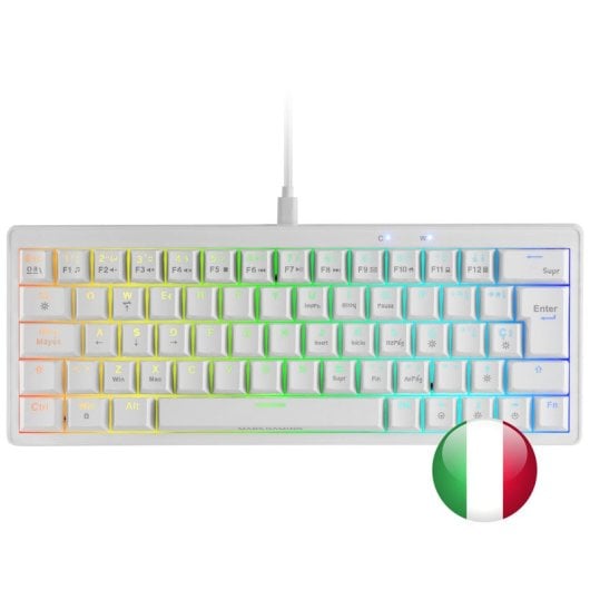 Mars Gaming MKMINIPRO Teclado Mecânico Gaming RGB 60% BLUE Switches Branco Italiano
