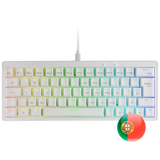 Mars Gaming MKMINIPRO Teclado Mecânico Gaming RGB 60% BLUE Switches Branco (PT)