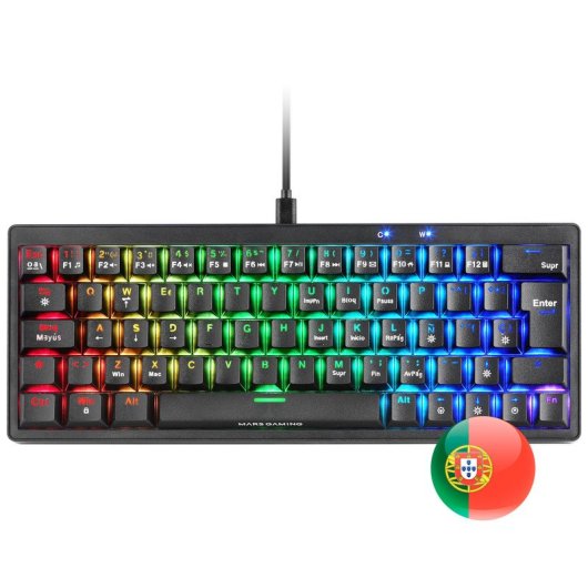 Mars Gaming MKMINIPRO Teclado Mecánico RGB 60% Switch Azul Negro (PT)