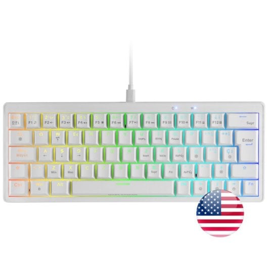 Mars Gaming MKMINIPRO Teclado Mecânico Gaming RGB 60% BROWN Switches Branco EUA