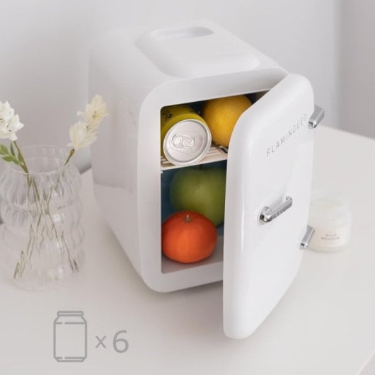 Flamingueo Mini-Kühlschrank mit Kälte- und Wärmefunktion, 4 l, 12 V, weiß