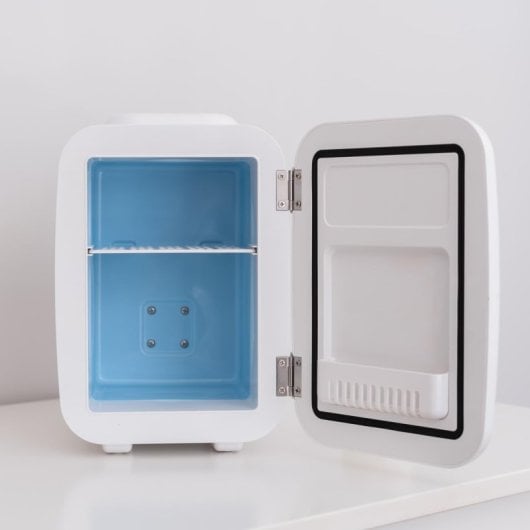 Flamingueo Mini-Kühlschrank mit Kälte- und Wärmefunktion, 4 l, 12 V, weiß