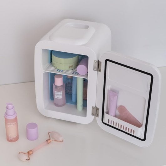 Flamingueo Mini-Kühlschrank mit Kälte- und Wärmefunktion, 4 l, 12 V, weiß