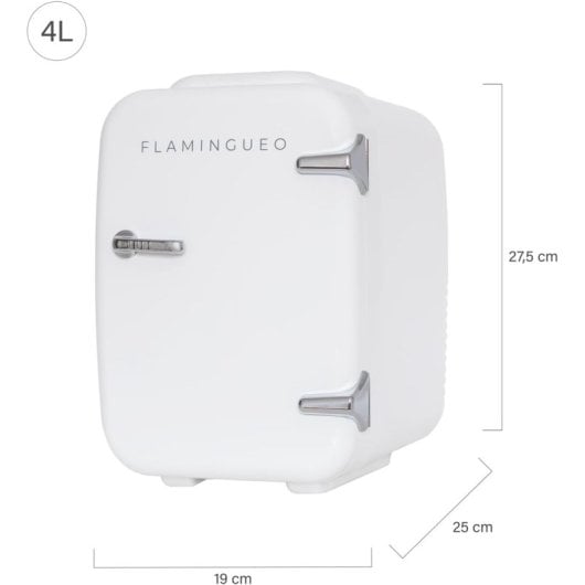 Flamingueo Mini-Kühlschrank mit Kälte- und Wärmefunktion, 4 l, 12 V, weiß