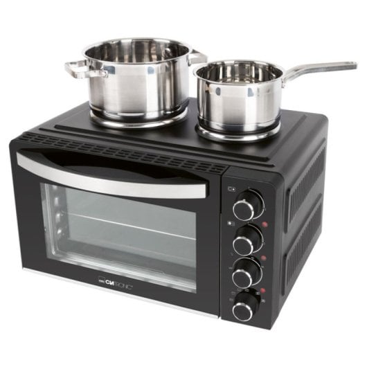 Clatronic KK 3786 Horno de Sobremesa con Hornillo Eléctrico Portátil 28L 3100W Negro