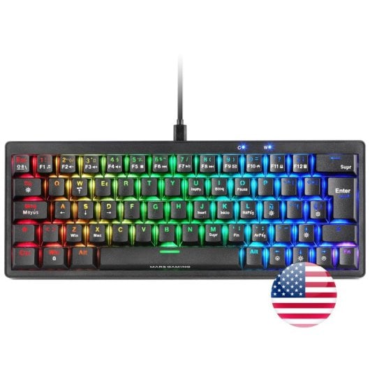 Mars Gaming MKMINIPRO Teclado Mecânico RGB 60% Switch Azul Preto US