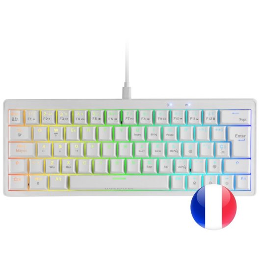 Mars Gaming MKMINIPRO Teclado Mecánico RGB 60% Switch Azul Blanco Francés