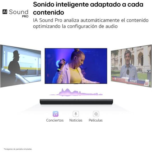 LG S90TY Barra de Sonido Inteligente 5.1.3 Canales Dolby Atmos 570W Negra