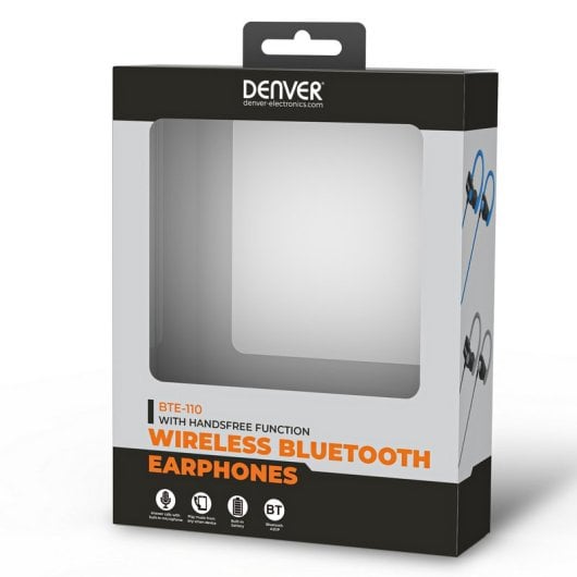 Denver BTE-110 BLUE Kopfhörer, kabellos, Nackenbügel, Sport, MicroUSB, Bluetooth, Schwarz, Blau