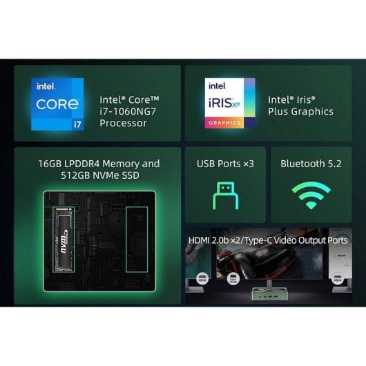 Bmax B6 Power Mini-PC Intel Core i7-1060NG7/16 GB/1 TB SSD