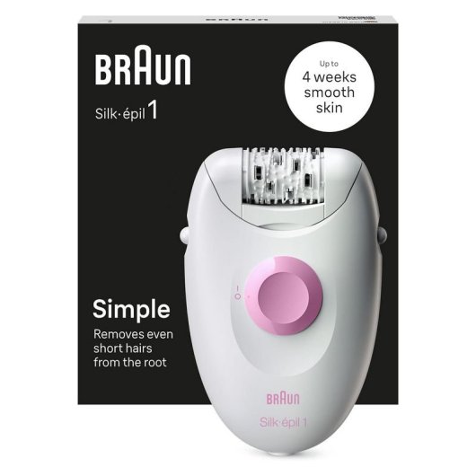 Braun Silk-épil 1 1-010 épilateur 20 pince(s) Rose, Blanc