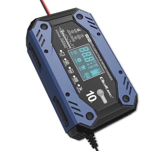 Qoltec 52482 Cargador de Baterías Inteligente para Baterías STD/AGM/Gel/Lifepo4