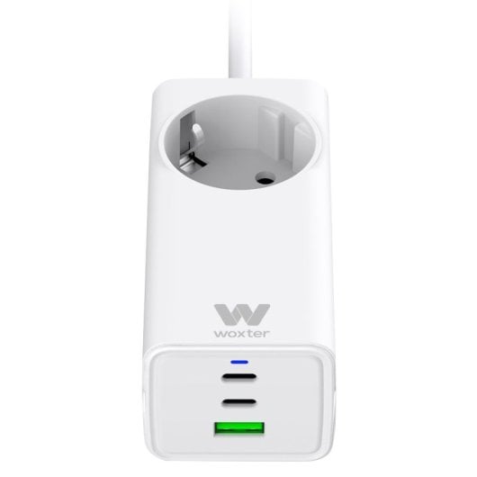 Woxter Alargador Schuko 3 Puertos 1 USB-A + 2 USB-C Blanco