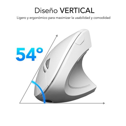 Subblim Glide Vertical Ergo Dual Mouse verticale wireless ergonomico per utenti destrimani 1600 DPI bianco