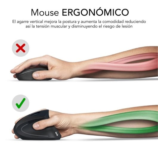 Subblim Glide Vertical Ergo Dual Mouse verticale wireless ergonomico per utenti destrimani 1600 DPI bianco