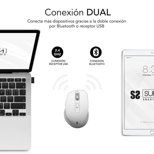 Souris ergonomique sans fil Subblim Comfort Ergo Dual pour droitiers 2400 DPI Blanc