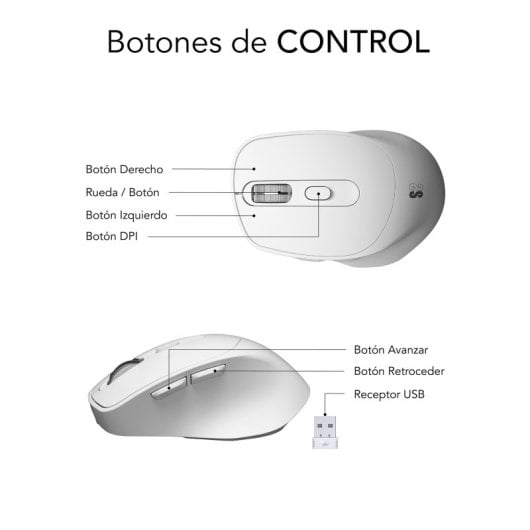 Souris ergonomique sans fil Subblim Comfort Ergo Dual pour droitiers 2400 DPI Blanc