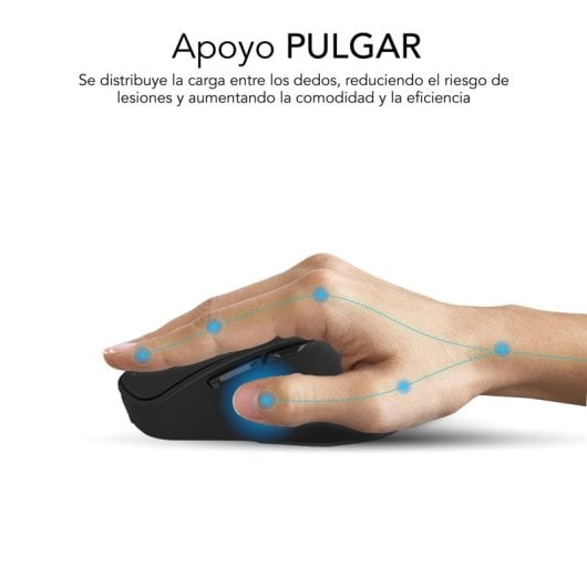 Subblim Comfort Ergo Dual Ratón Ergonómico Inalámbrico para Diestros 2400 DPI Negro