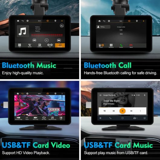 Klack Universal Ecrã de Automóvel Universal de 7" Sem Fios Bluetooth com Reprodutor Multimédia