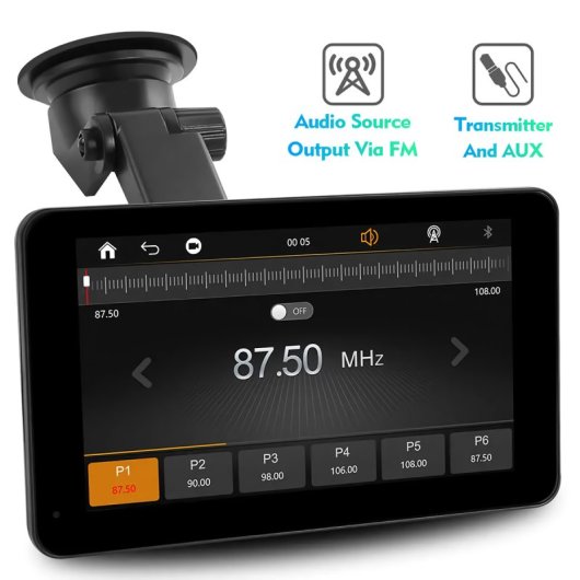 Klack Universal Ecrã de Automóvel Universal de 7" Sem Fios Bluetooth com Reprodutor Multimédia