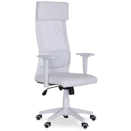 Home Heavenly Aire Silla de Oficina con Soporte Lumbar Y Respaldo Transpirable Polipiel Blanco