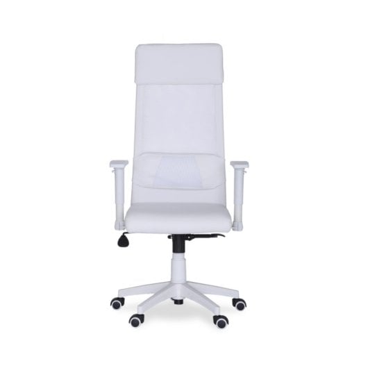 Home Heavenly Aire Silla de Oficina con Soporte Lumbar Y Respaldo Transpirable Polipiel Blanco