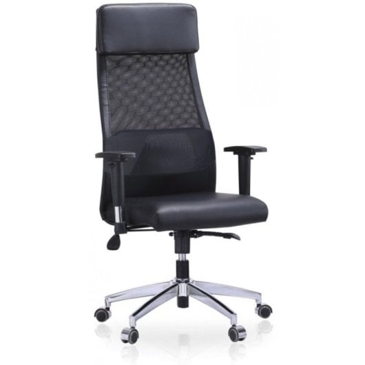 Home Heavenly Aire Silla de Oficina con Soporte Lumbar Y Respaldo Transpirable Polipiel Negro