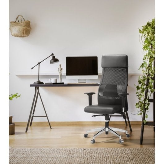 Home Heavenly Aire Silla de Oficina con Soporte Lumbar Y Respaldo Transpirable Polipiel Negro