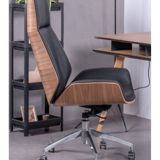 Home Heavenly Imperio Silla de Escritorio Giratoria Y Regulable en Altura Polipiel Negro