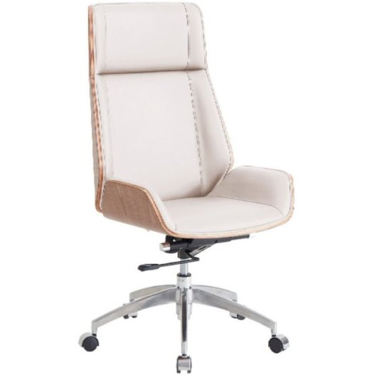 Home Heavenly Imperio Silla de Escritorio Giratoria Y Regulable en Altura Polipiel Blanco