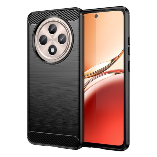 Max Power Digital Funda Fibra De Carbono Para Oppo Reno 12f Antigolpes Silicona Negra