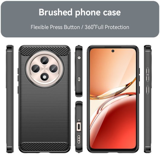 Max Power Digital Funda Fibra De Carbono Para Oppo Reno 12f Antigolpes Silicona Negra