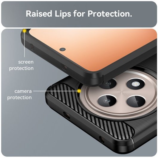 Max Power Digital Funda Fibra De Carbono Para Oppo Reno 12f Antigolpes Silicona Negra