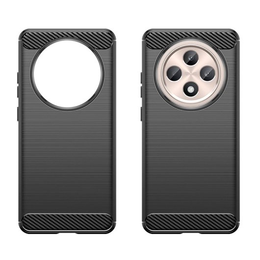 Max Power Digital Funda Fibra De Carbono Para Oppo Reno 12f Antigolpes Silicona Negra