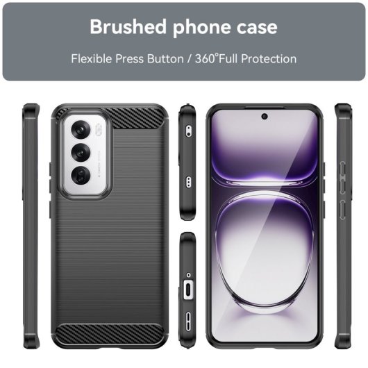 Max Power Digital Funda Fibra De Carbono Para Oppo Reno 12 Pro Antigolpes Silicona Negra