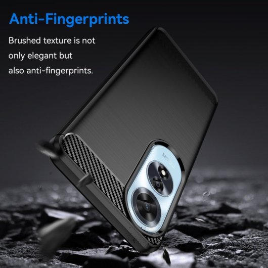 Max Power Digital Funda Fibra De Carbono Para Oppo A60 Antigolpes Silicona Negra