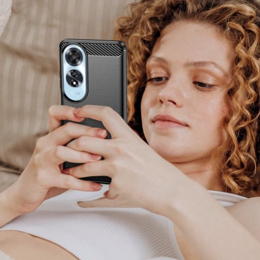 Max Power Digital Funda Fibra De Carbono Para Oppo A60 Antigolpes Silicona Negra