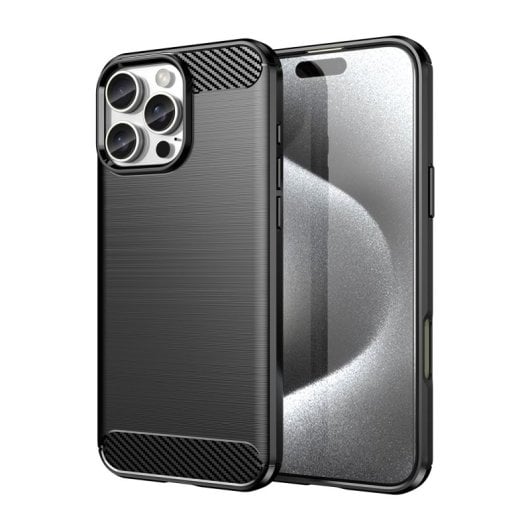 Max Power Digital Funda Fibra De Carbono Para Iphone 16 Pro Max Antigolpes Silicona Negra