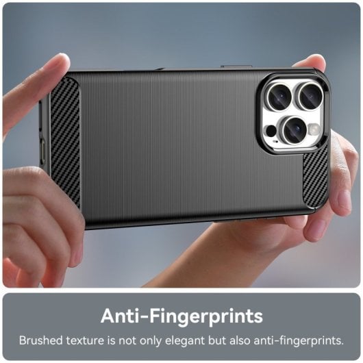 Max Power Digital Funda Fibra De Carbono Para Iphone 16 Pro Max Antigolpes Silicona Negra