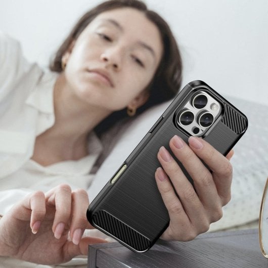 Max Power Digital Funda Fibra De Carbono Para Iphone 16 Pro Max Antigolpes Silicona Negra