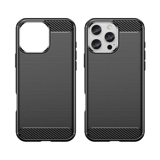 Max Power Digital Funda Fibra De Carbono Para Iphone 16 Pro Max Antigolpes Silicona Negra