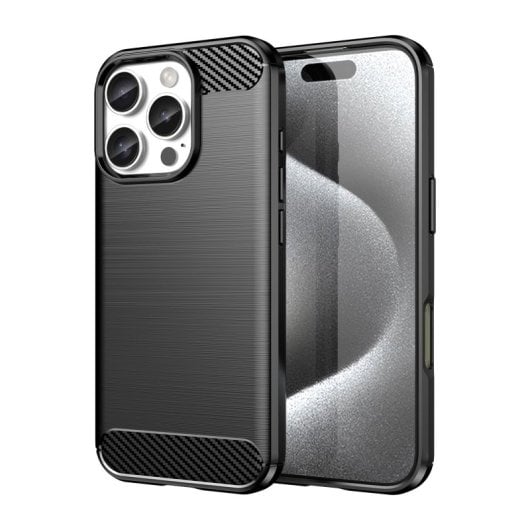 Max Power Digital Funda Fibra De Carbono Para Iphone 16 Pro Antigolpes Silicona Negra