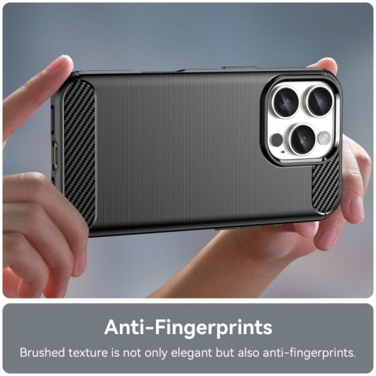 Max Power Digital Funda Fibra De Carbono Para Iphone 16 Pro Antigolpes Silicona Negra