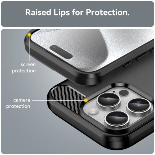 Max Power Digital Funda Fibra De Carbono Para Iphone 16 Pro Antigolpes Silicona Negra